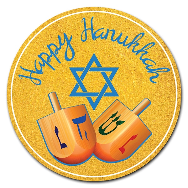 Signmission Happy Hanukkah 2 Circle Vinyl Laminated Decal D-8-CIR-Happy Hanukkah - main